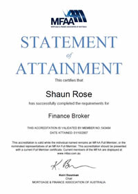 Mortgage & Finance Association of Australia - Statement of Attainment